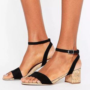 ASOS Cork Block Heeled Sandals Size 7